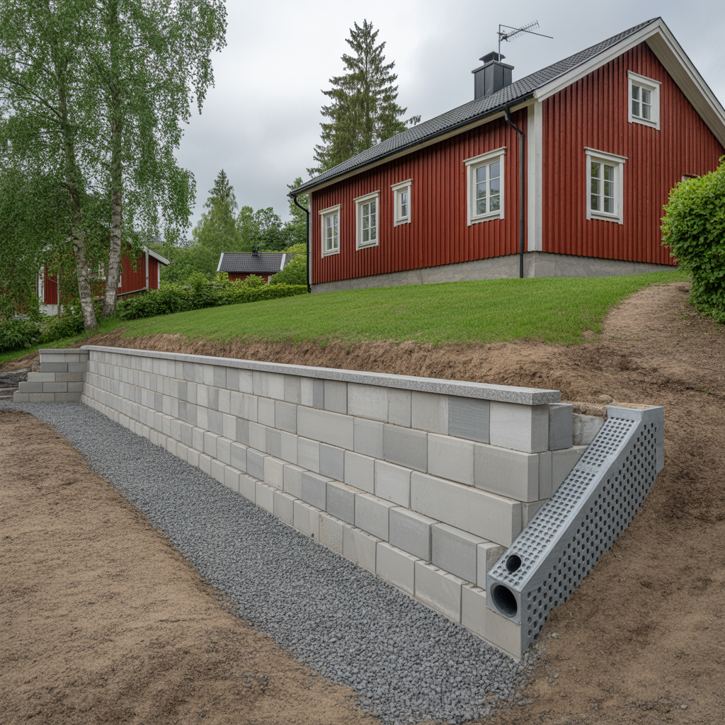 stodmur i slant kostnad dimensioner och regler