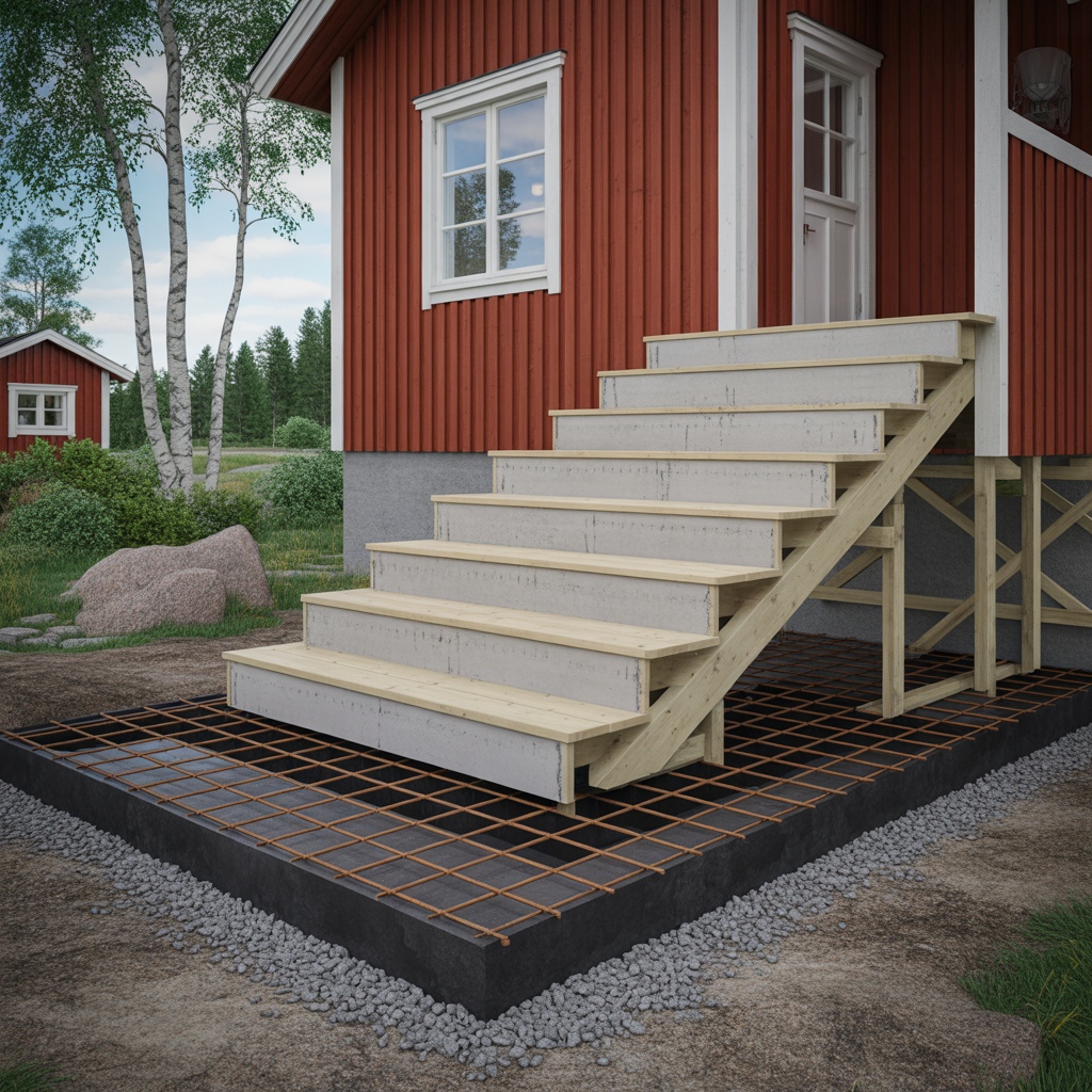 gjuta betongtrappa utomhus guide till form och armering